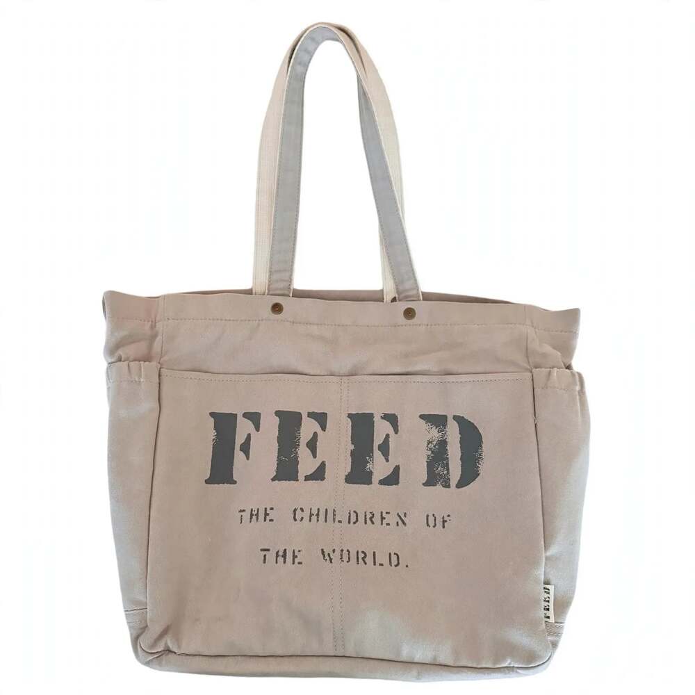 FEED The Children Of The World Tote Bag Beige Canvas 1+1 FEED Projects Shop For